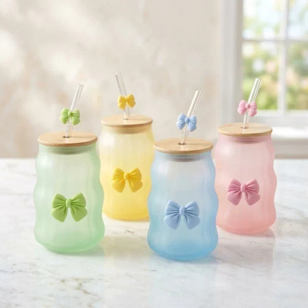 1Pcs Frosted Drinking Glasses With Natural Wooden Lids