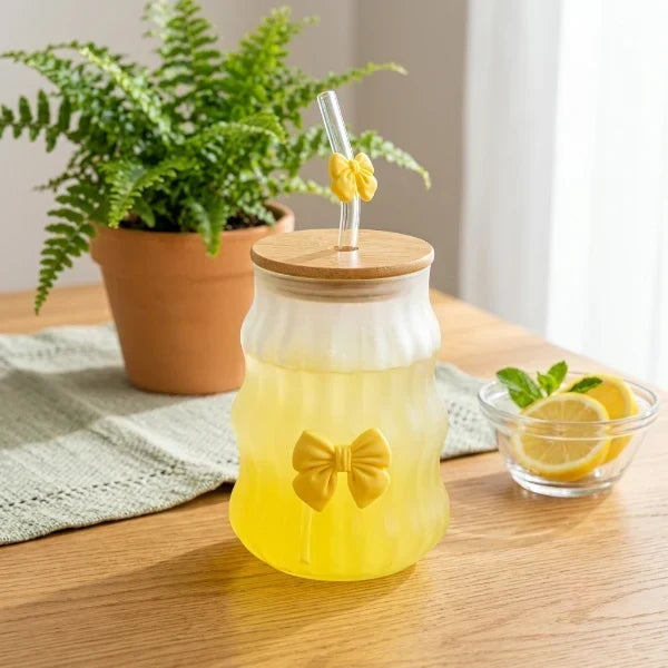 1Pcs Frosted Drinking Glasses With Natural Wooden Lids