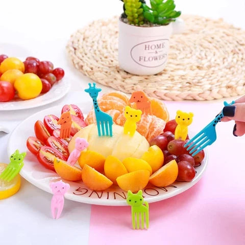 10Pcs Cute Animal Cartoon Mini Fork Set Gift For Kids