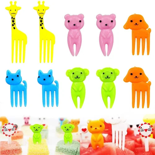 10Pcs Cute Animal Cartoon Mini Fork Set Gift For Kids