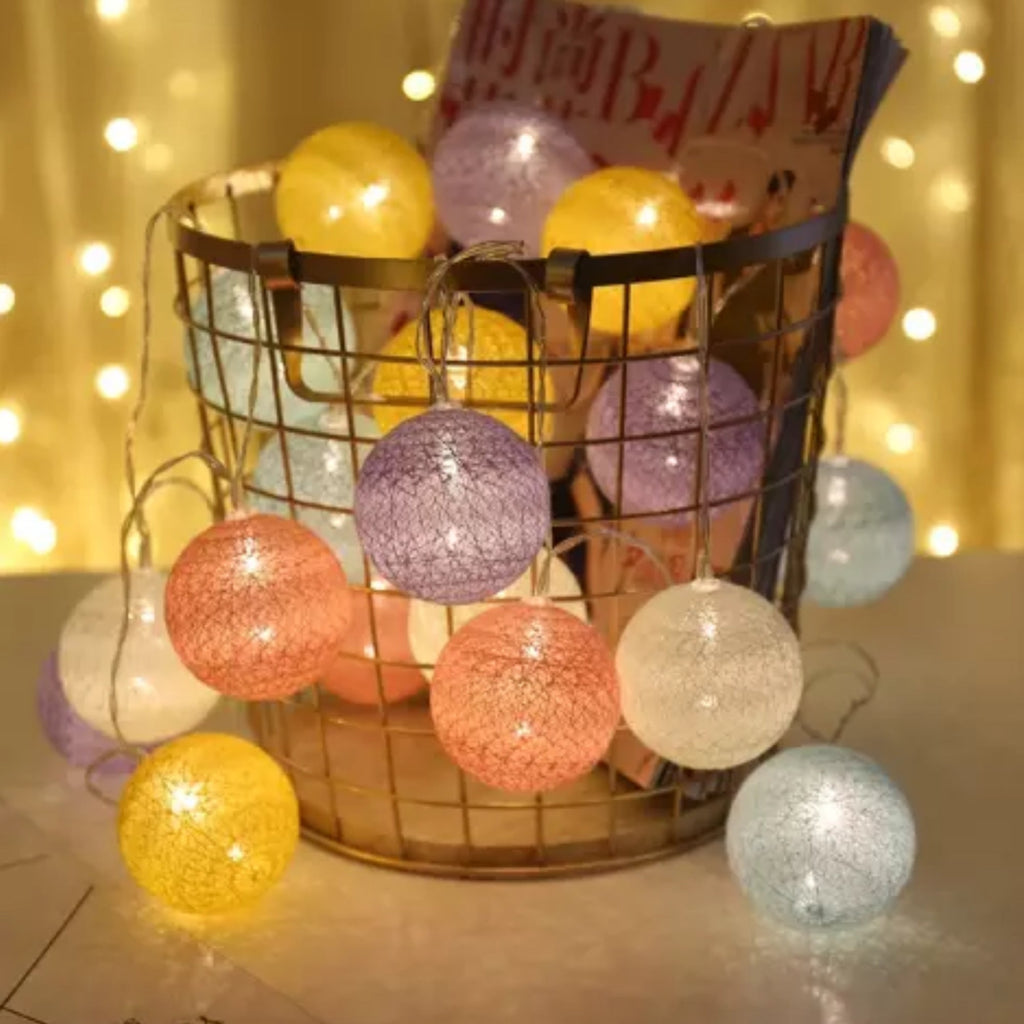 10pcs Decorative Pastel Cotton Ball LED String Lights