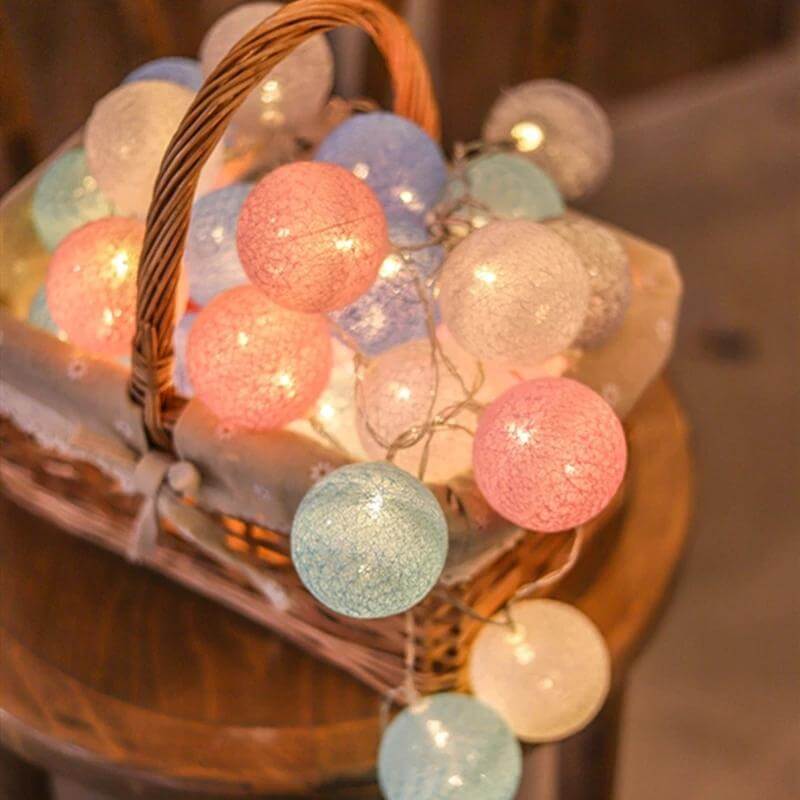 10pcs Decorative Pastel Cotton Ball LED String Lights