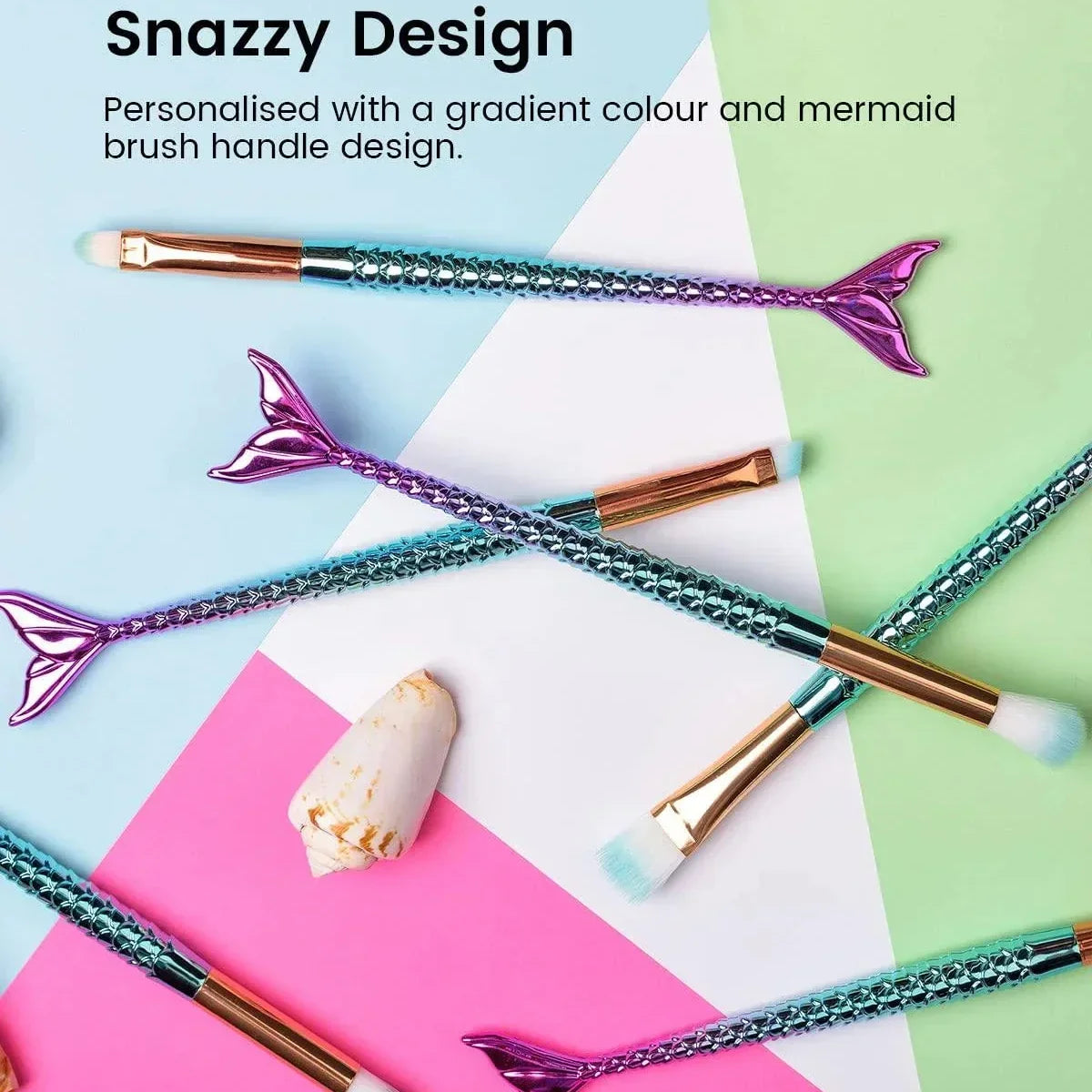 Mermaid Makeup Brushes – 2 Piece Soft Cosmetic Brush Set
