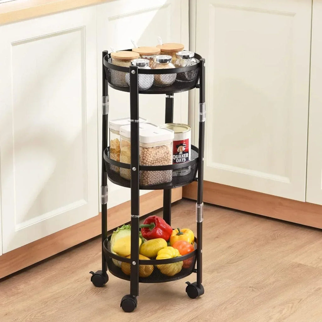 3-Tier Foldable Storage Trolley Rack