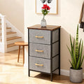 Modern 3 Drawer Fabric Storage Unit – Wood Top & Metal Frame