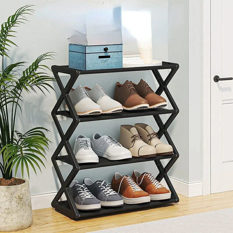 4 Layer X Shape Shoe Rack For Home & Office