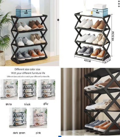 4 Layer X Shape Shoe Rack For Home & Office