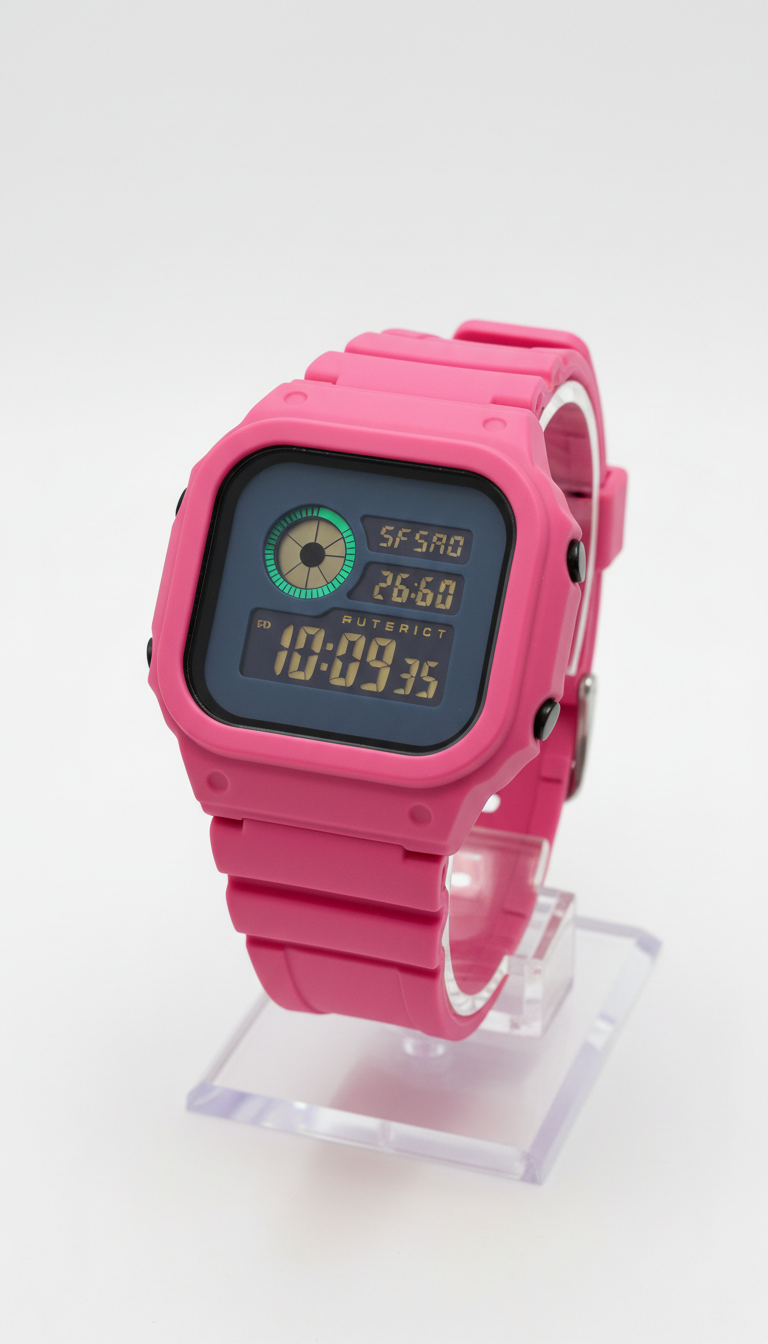 Electric Pink Resin Band Watch