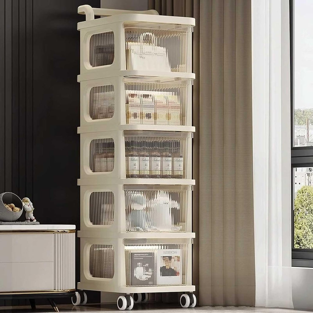 4 & 5-Tier Rolling Storage Cart with Drawers | Multipurpose Organizer on Wheels for Home, Office & Beauty Storage