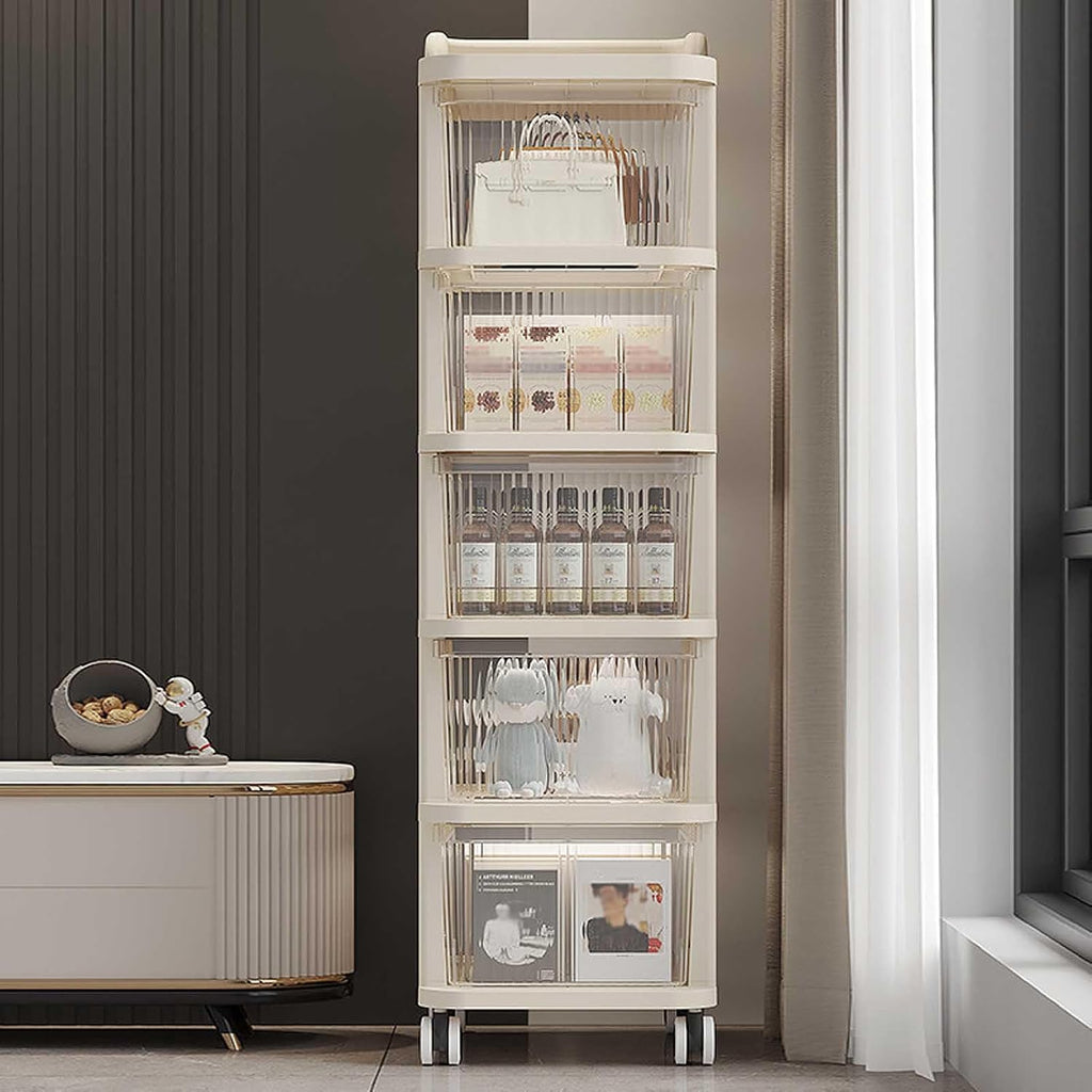 4 & 5-Tier Rolling Storage Cart with Drawers | Multipurpose Organizer on Wheels for Home, Office & Beauty Storage