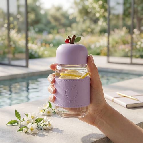 400ML Cute Apple Shaped Glass Bottle (Random Color)