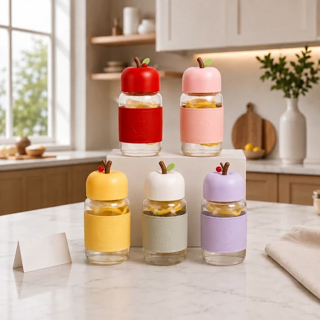 400ML Cute Apple Shaped Glass Bottle (Random Color)