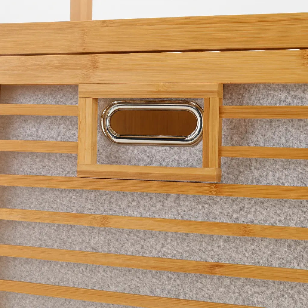 Bamboo Laundry Basket with 2-Tier Storage Shelf – Multi-Purpose Organizer