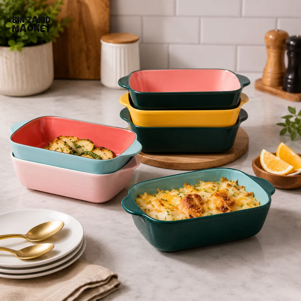 DANNY HOME 8.5-Inch Porcelain Square Baking Dish with Handles | Oven-to-Table Bakeware