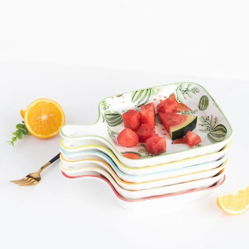 DANNY HOME Fruit Print Ceramic Serving Dish – Elegant Tableware for Serving Fruits & Snacks