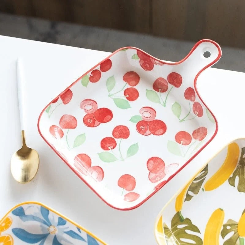 DANNY HOME Fruit Print Ceramic Serving Dish – Elegant Tableware for Serving Fruits & Snacks