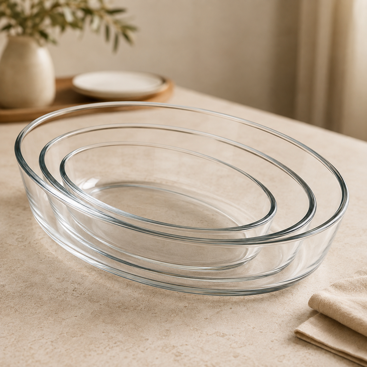 Delisoga Oval Glass Baking & Serving Dish | Clear Oven-to-Table Roaster for Baking, Roasting & Serving