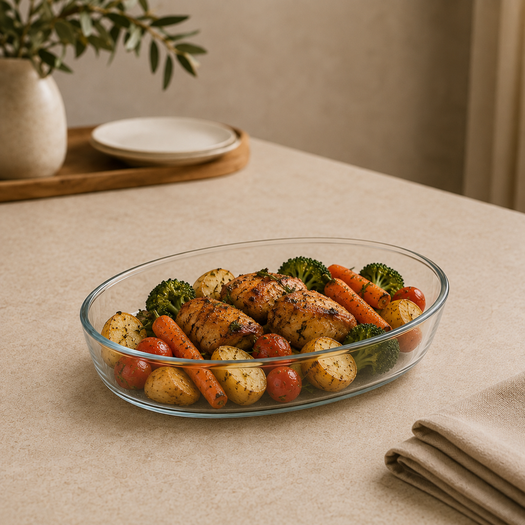 DELISOGA glass baking dish oval glass baking dish glass roasting dish clear glass baking dish oven to table glass dish glass casserole dish oval roasting dish glass bakeware glass serving dish glass baking dish Pakistan DELISOGA clear oval glass baking and serving dish for roasting chicken, baking casseroles, pasta, vegetables and oven-to-table serving.