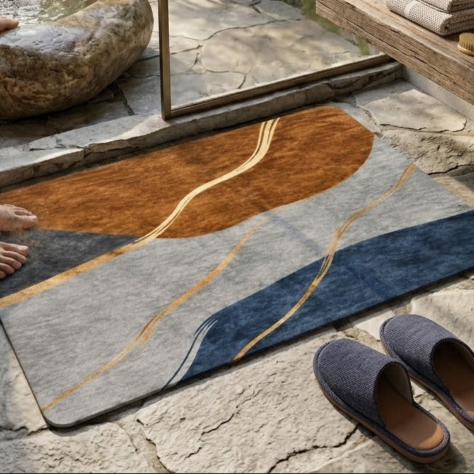 Soft Non Slip Bathroom Rug Abstract Design Floor Mat (22x15Inch)