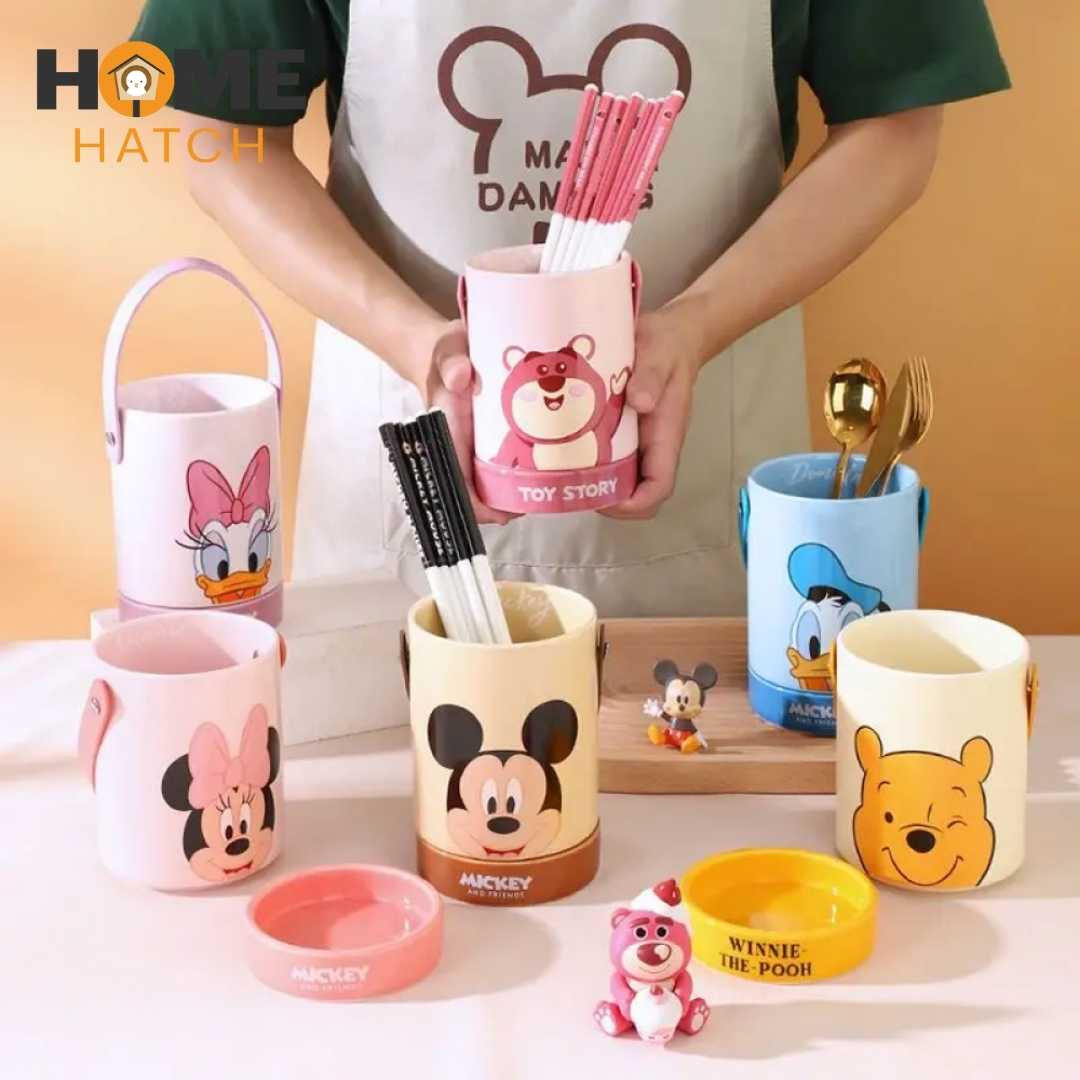 Disney Mickey Minnie Donald Duck Daisy Cute Ceramic Chopstick Barrel Drain Bucket