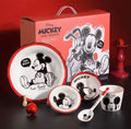 Disney Original Mickey Mouse 5-Piece Ceramic Dinnerware Set | Kids Plate, Bowl, Cup & Spoon Gift Set