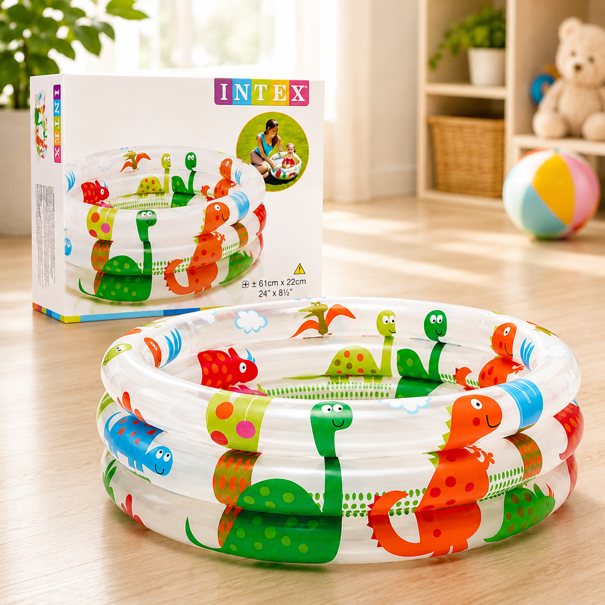 INTEX Dino Pool 24 x 8 in | Inflatable Dinosaur Kids Swimming Pool