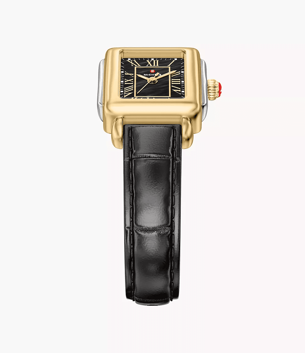 Michele Deco Madison Mini Black Leather Watch MWW06D000179