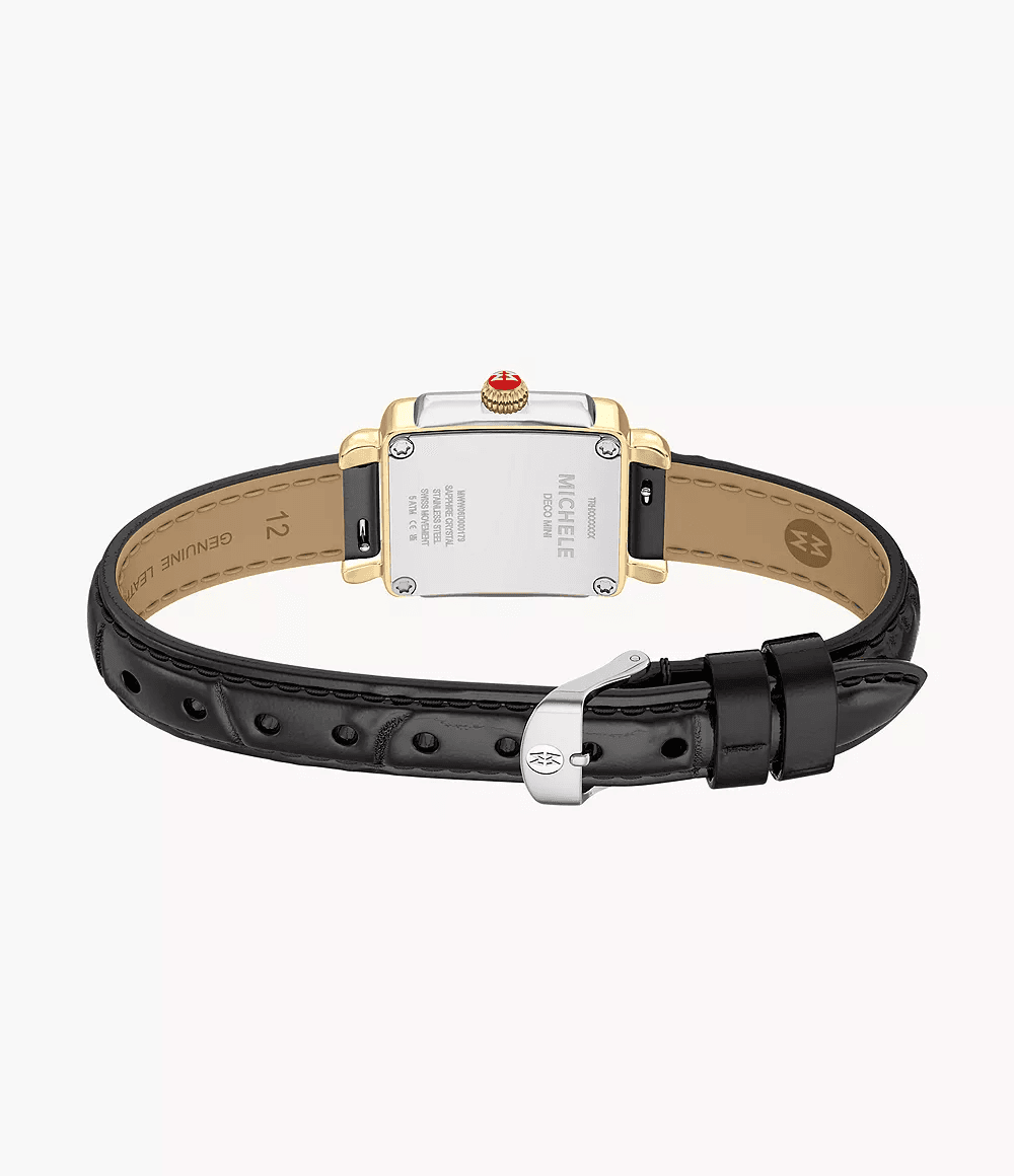 Michele Deco Madison Mini Black Leather Watch MWW06D000179