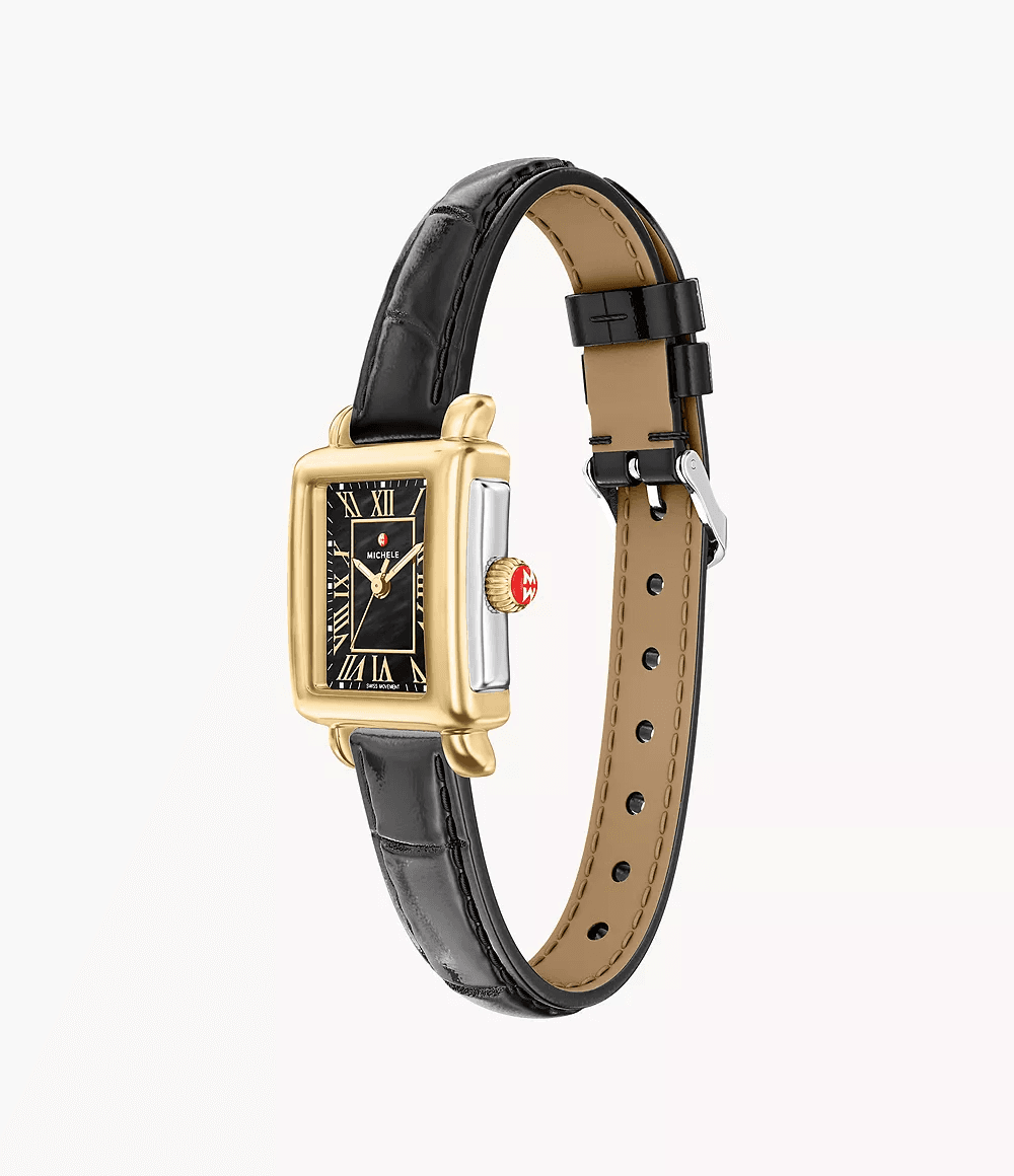 Michele Deco Madison Mini Black Leather Watch MWW06D000179