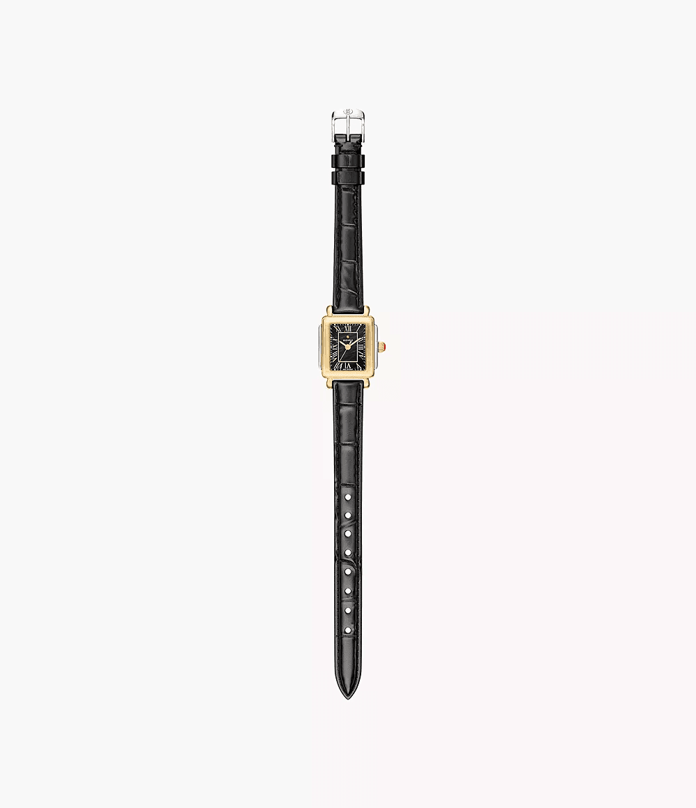 Michele Deco Madison Mini Black Leather Watch MWW06D000179