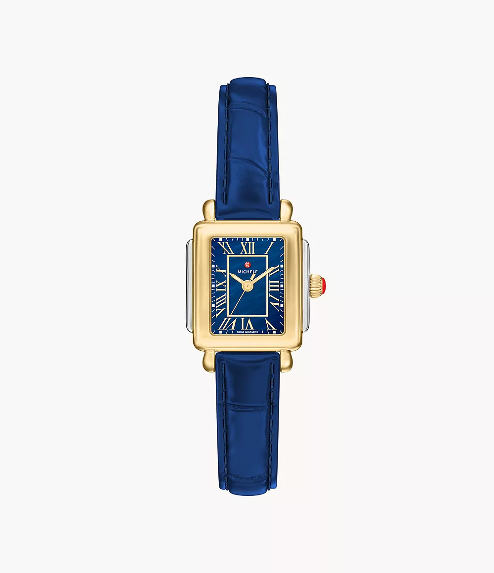Michele Deco Madison Mini Navy Leather Watch MWW06D000180