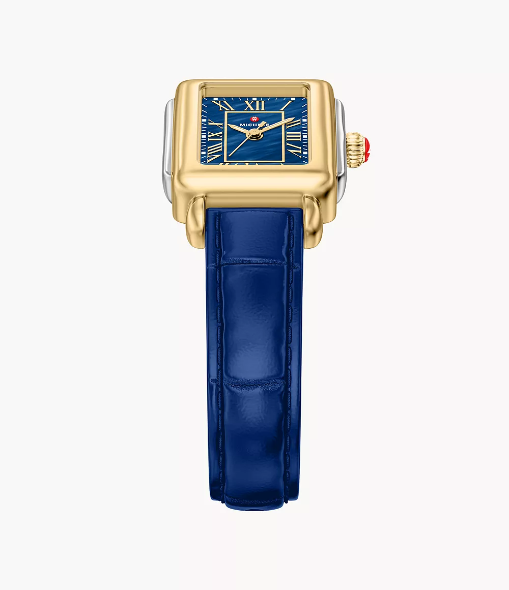 Michele Deco Madison Mini Navy Leather Watch MWW06D000180