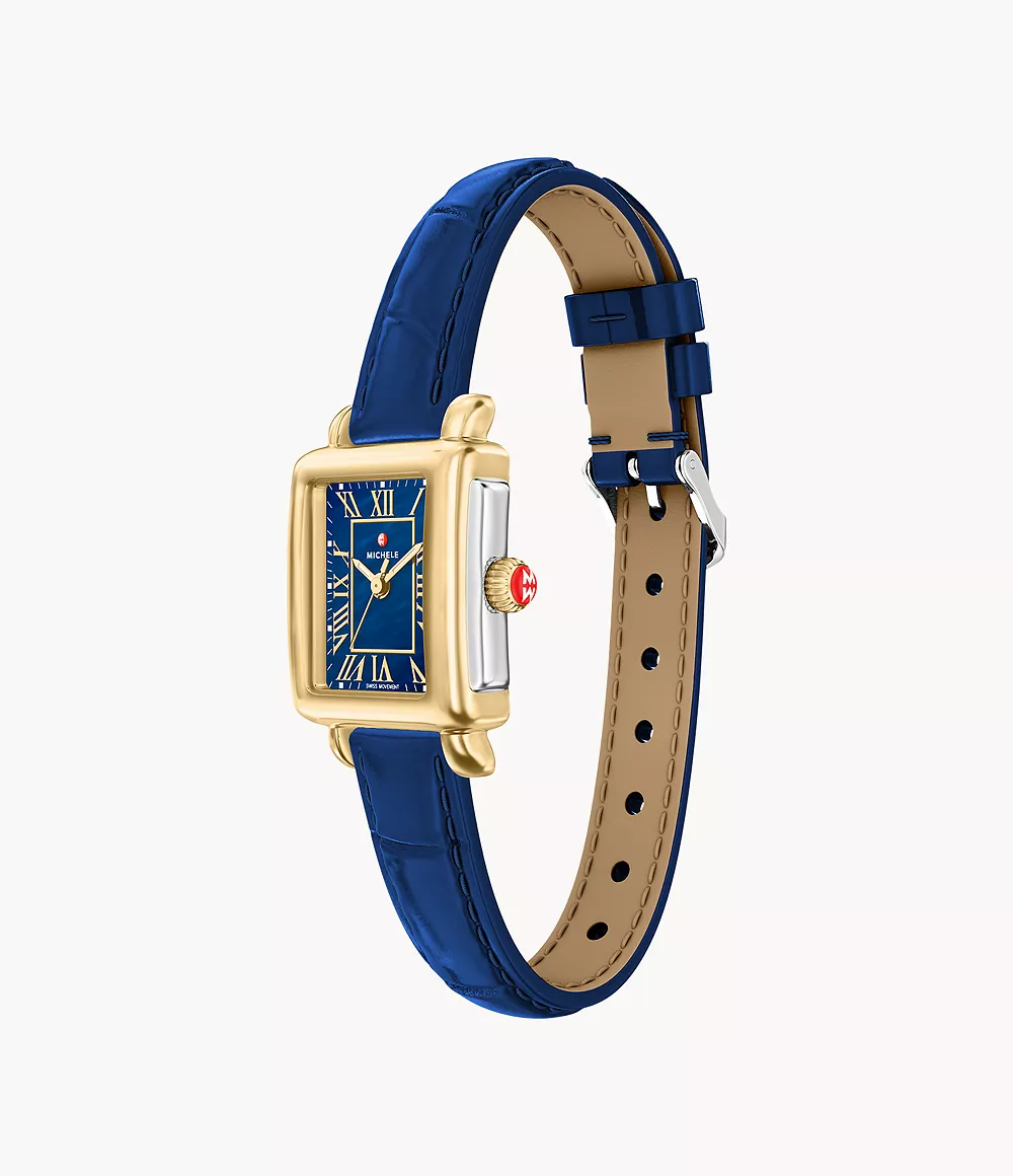 Michele Deco Madison Mini Navy Leather Watch MWW06D000180