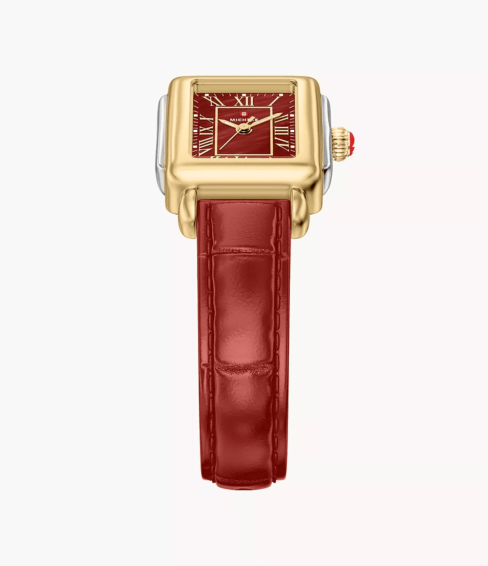 Michele Deco Madison Mini Ruby Red Leather Watch MWW06D000181