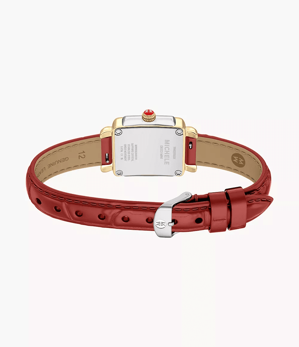 Michele Deco Madison Mini Ruby Red Leather Watch MWW06D000181