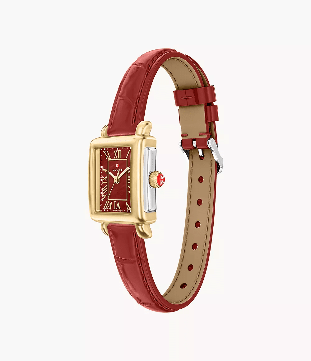 Michele Deco Madison Mini Ruby Red Leather Watch MWW06D000181