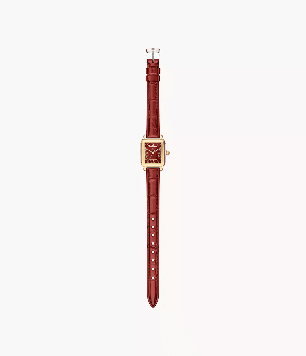 Michele Deco Madison Mini Ruby Red Leather Watch MWW06D000181