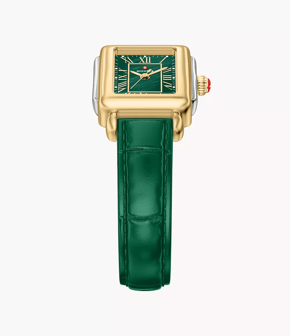 Michele Deco Madison Mini Lush Green Leather Watch MWW06D000182