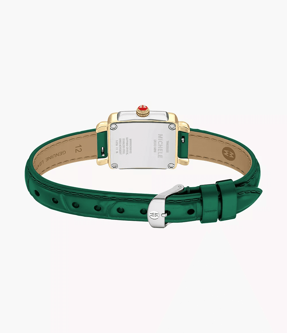 Michele Deco Madison Mini Lush Green Leather Watch MWW06D000182