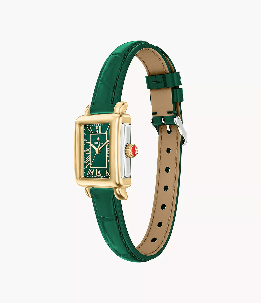 Michele Deco Madison Mini Lush Green Leather Watch MWW06D000182