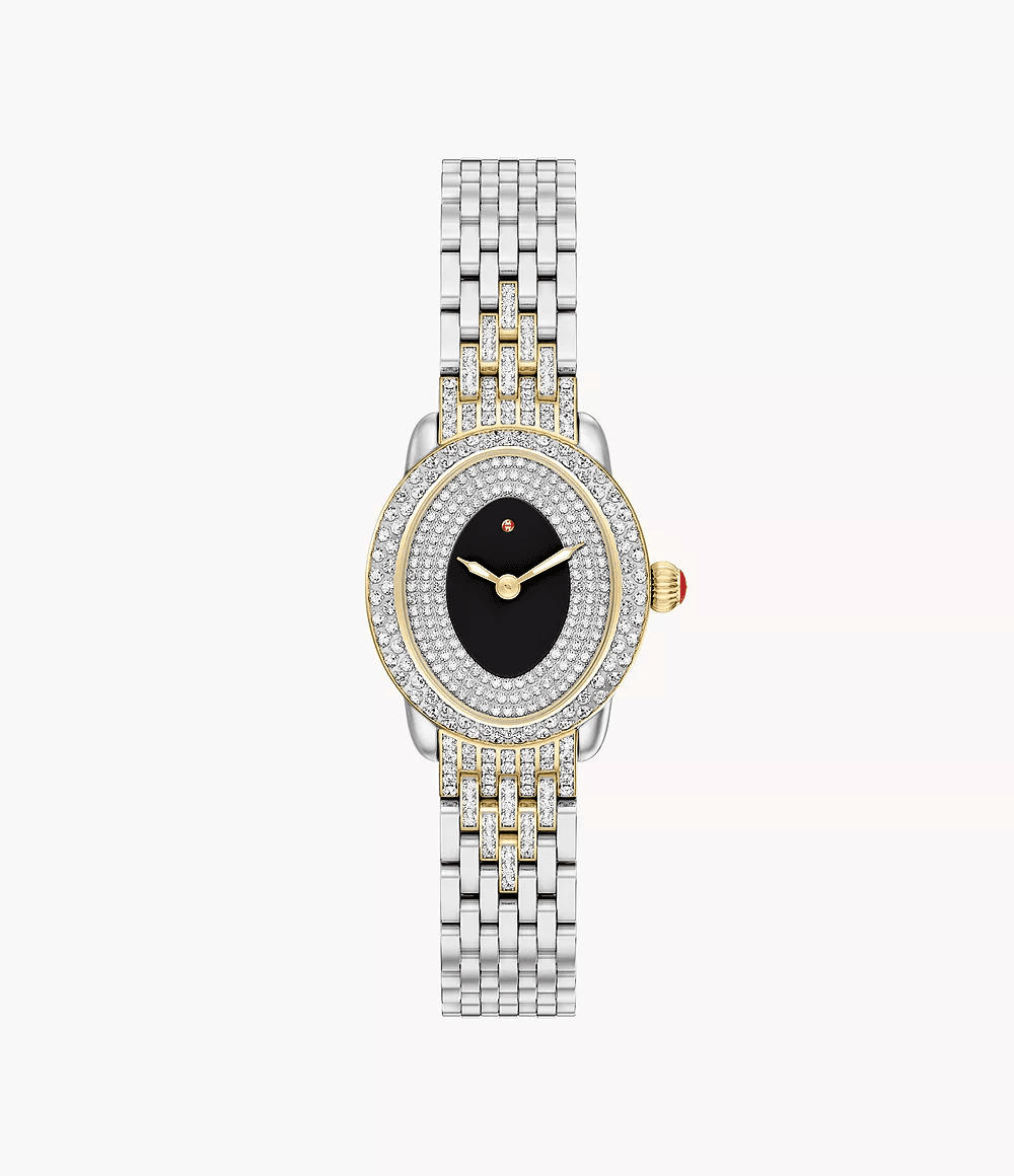 Michele Serein Oval Diamond 18K Two-Tone Gold-Plated Watch MWW21H000005