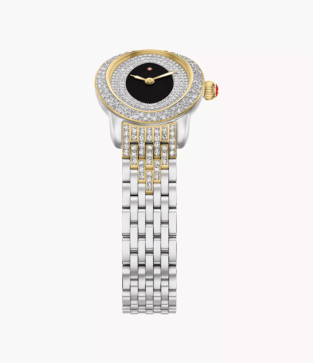 Michele Serein Oval Diamond 18K Two-Tone Gold-Plated Watch MWW21H000005