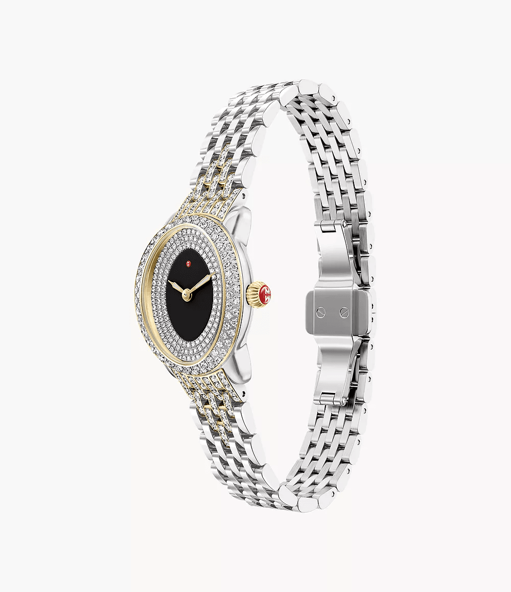 Michele Serein Oval Diamond 18K Two-Tone Gold-Plated Watch MWW21H000005