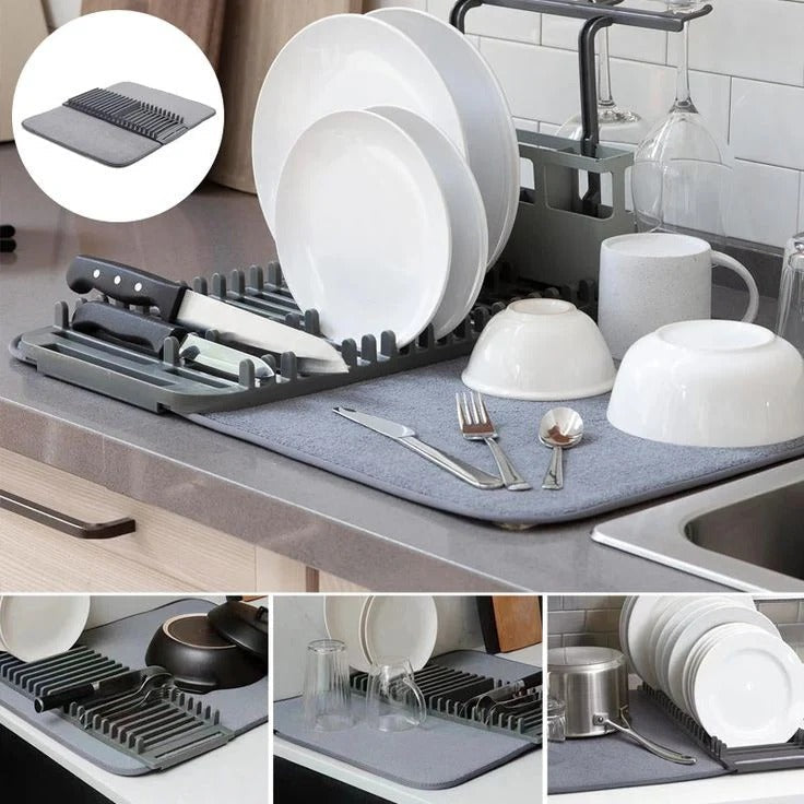 Multifunctional Kitchen Quick Dry Drain Pad With Plate Holder