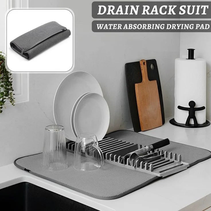 Multifunctional Kitchen Quick Dry Drain Pad With Plate Holder