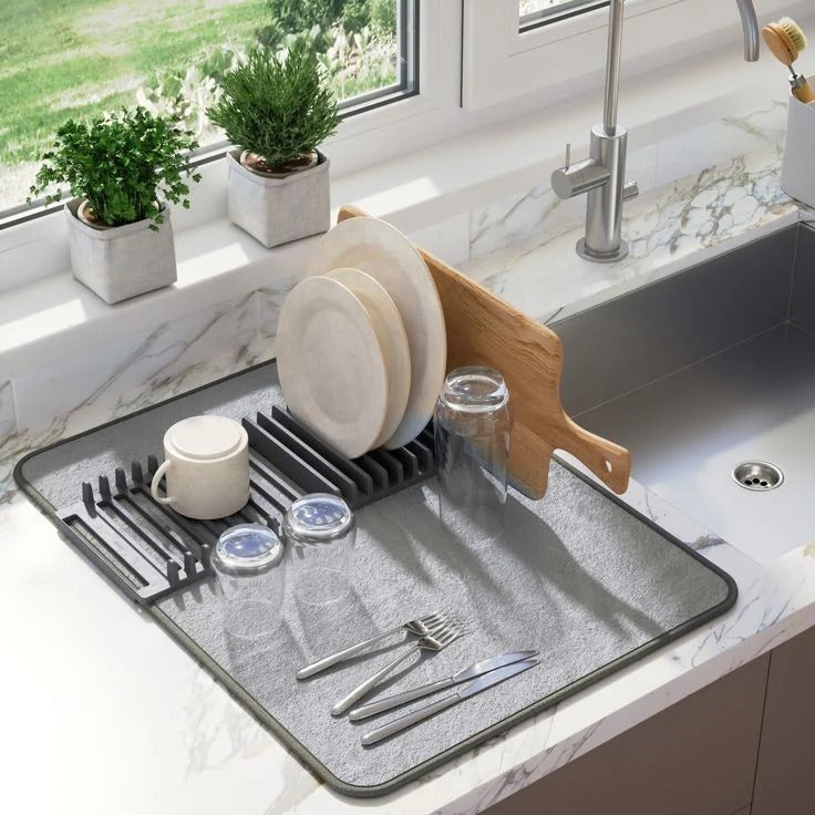 Multifunctional Kitchen Quick Dry Drain Pad With Plate Holder