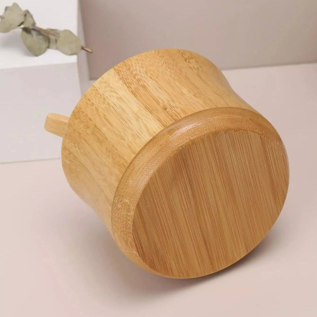 Natural Bamboo Sugar Pot with Lid & Spoon | Wooden Sugar Bowl for Sugar, Salt & Spice Storage