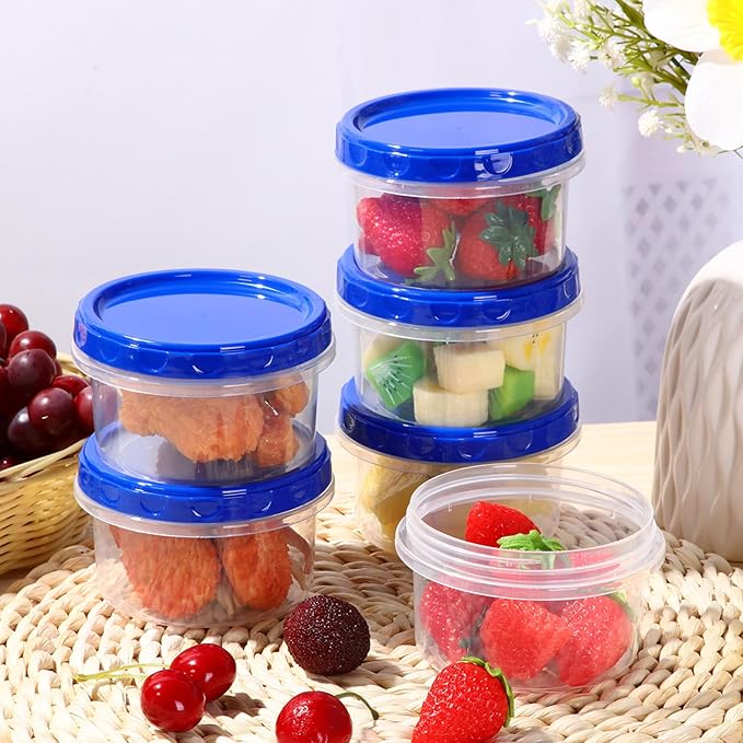 Set Of 6 Mini Plastic Storage Jars For Snacks, Spices & Small Items
