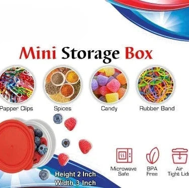 Set Of 6 Mini Plastic Storage Jars For Snacks, Spices & Small Items