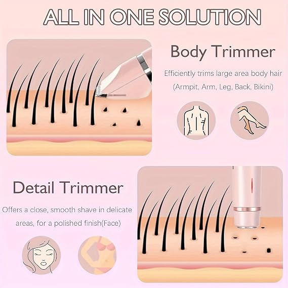 2 In 1 Dual Head Electric Shaver & Trimmer Device For Women
